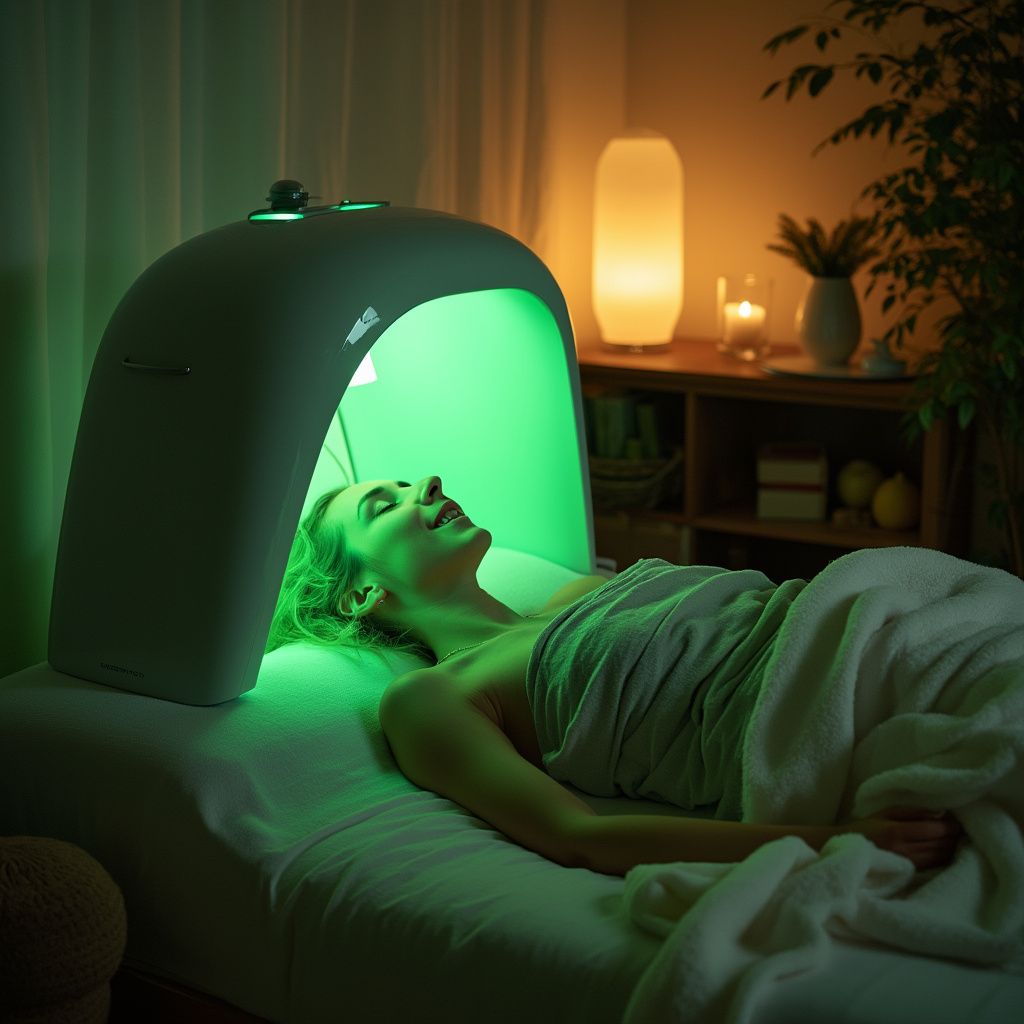 How does green LED therapy affect the skin?