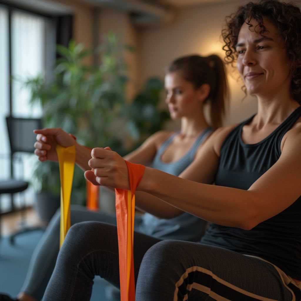 What do the different color stretch bands mean at physical therapy?