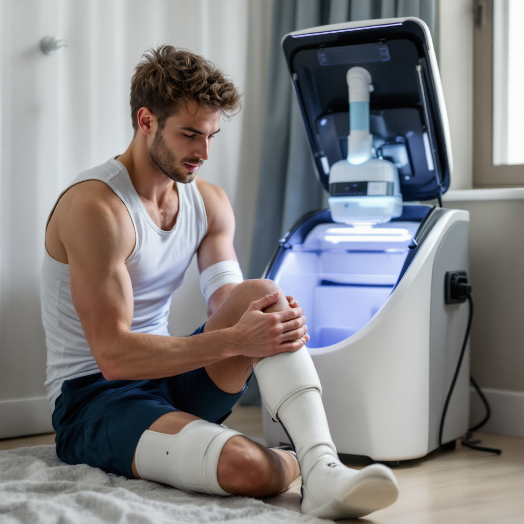 How long should I use an ice machine for knee each day?
