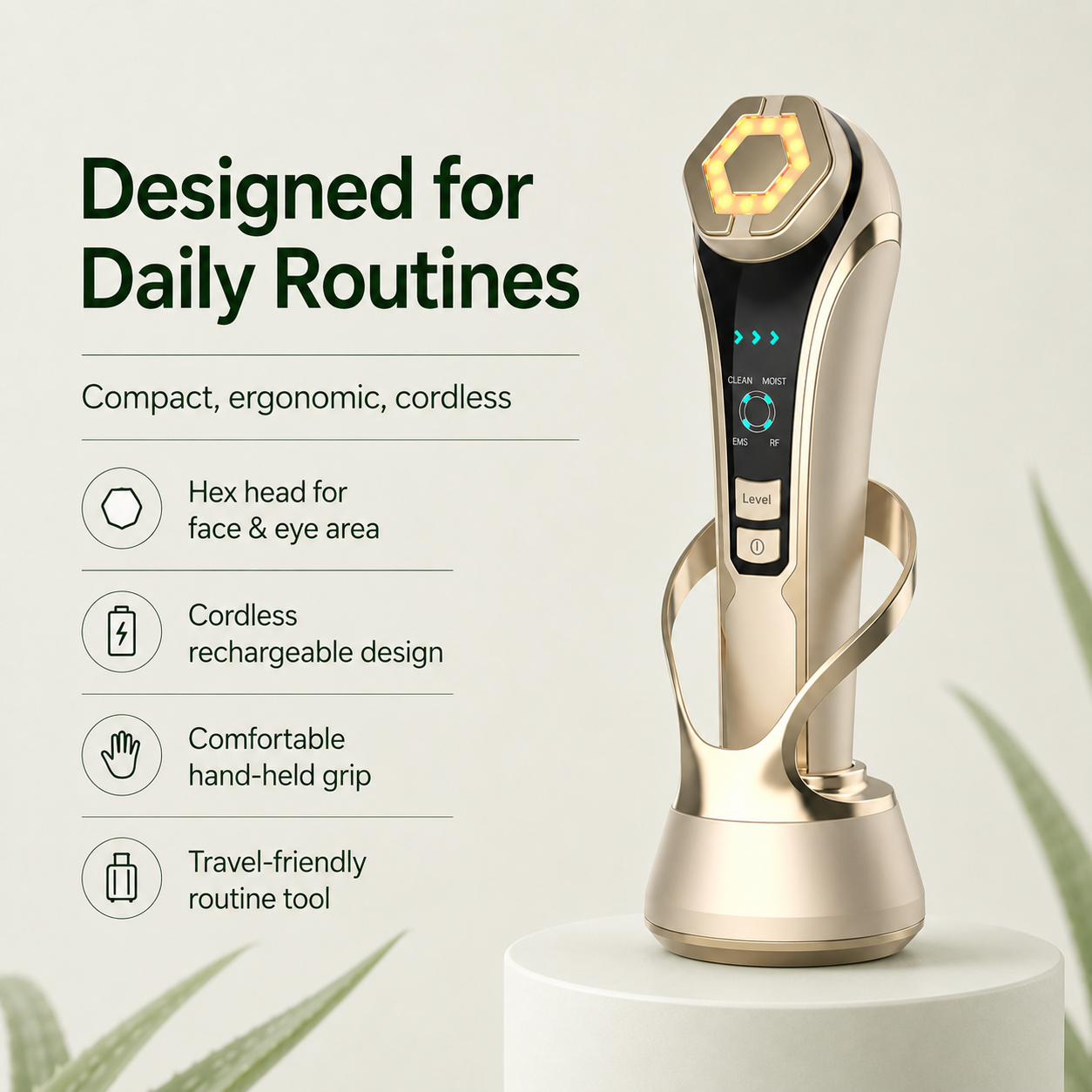 TrophySkin PulseMD – Ultrasonic EMS Facial Device for Lifting & Anti-Aging
