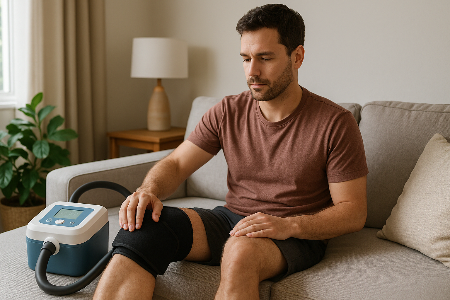 How long should you leave a cold therapy machine on your knee?